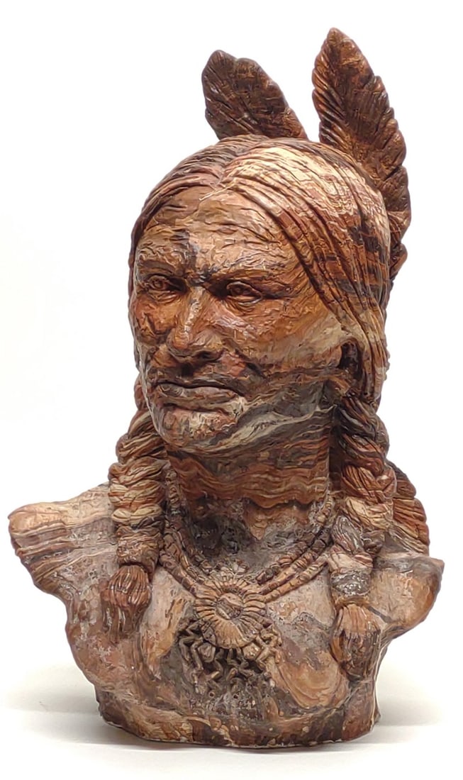 Agate Patterned Native American Chief Bust - 2