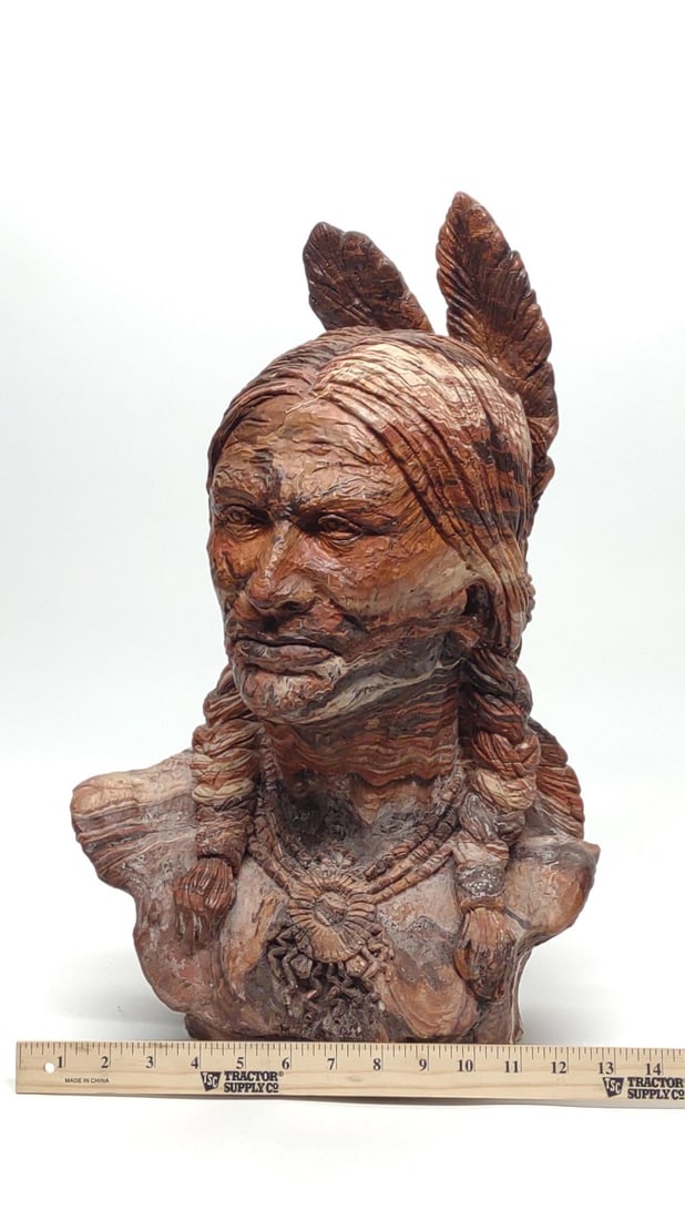 Agate Patterned Native American Chief Bust - 4