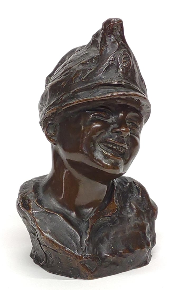 Vincenzo Aurisicchio Bronze Boy w/ Hat Sculpture (1 of 10)