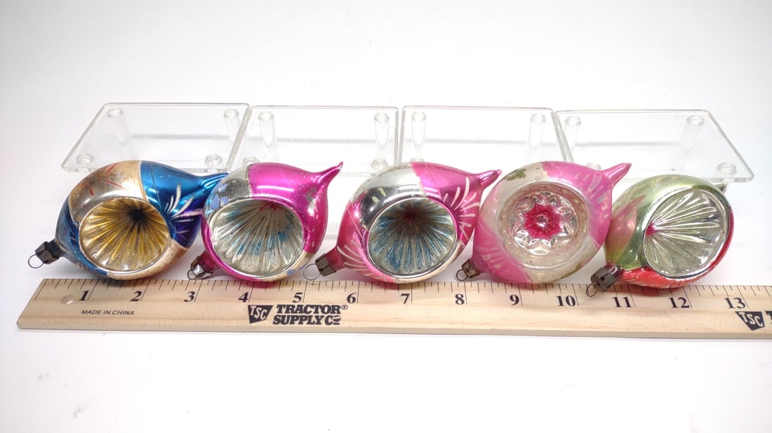 39 Vintage Indent Glass Christmas Ornaments - 3