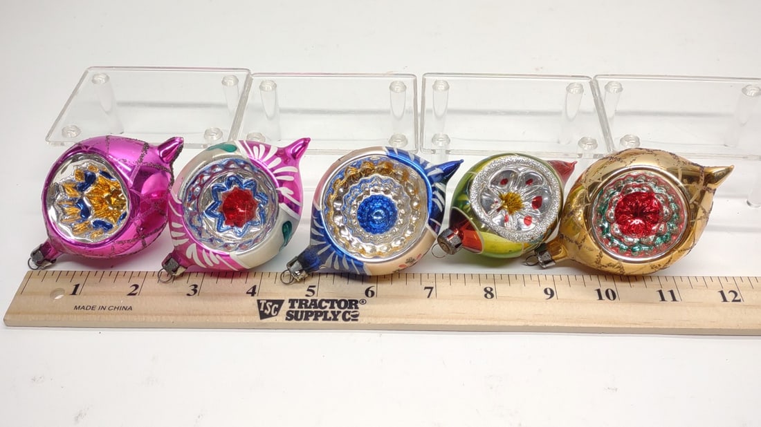 39 Vintage Indent Glass Christmas Ornaments - 4