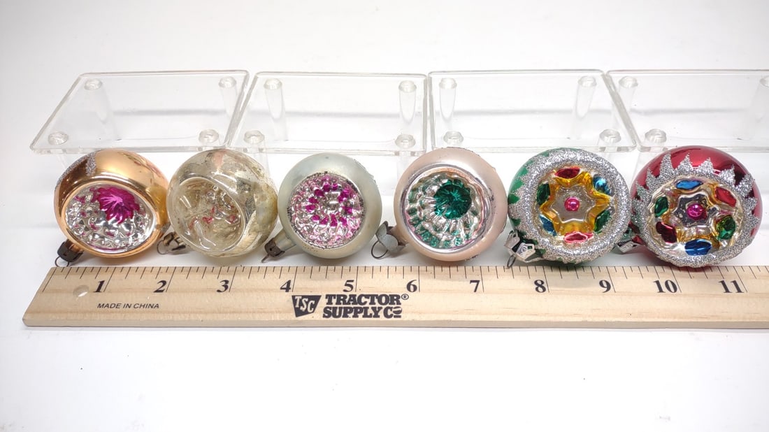 39 Vintage Indent Glass Christmas Ornaments - 5