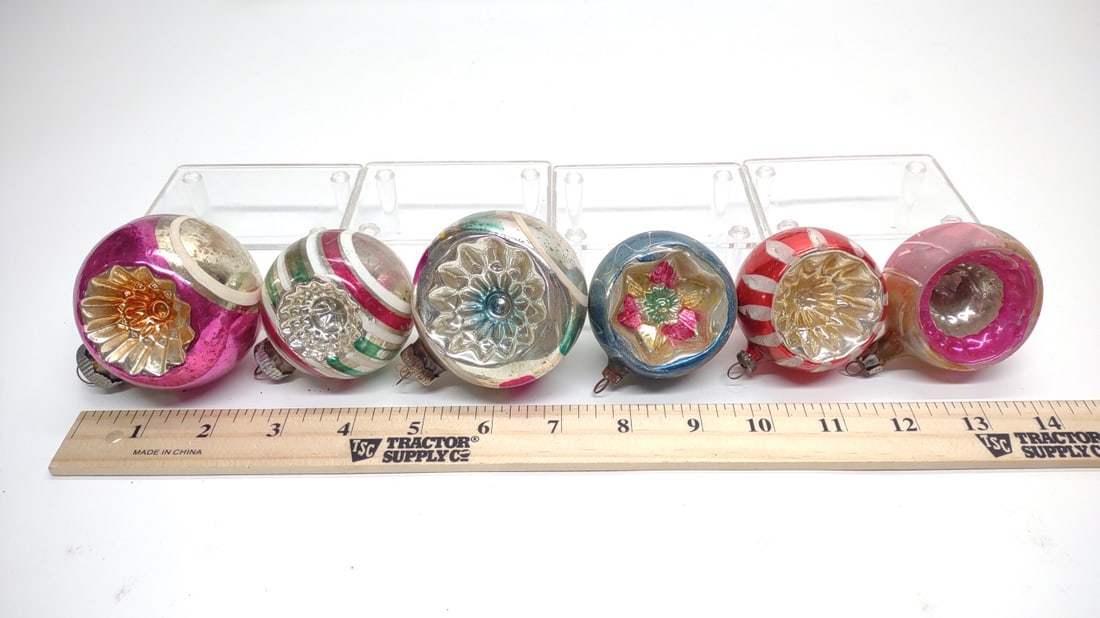 39 Vintage Indent Glass Christmas Ornaments - 6