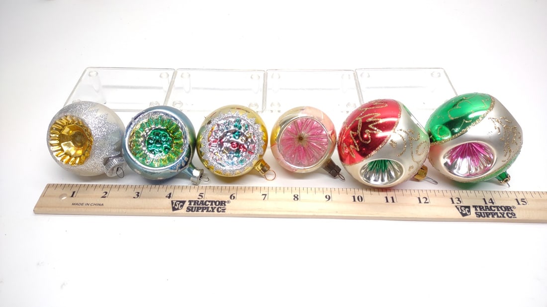 39 Vintage Indent Glass Christmas Ornaments - 7