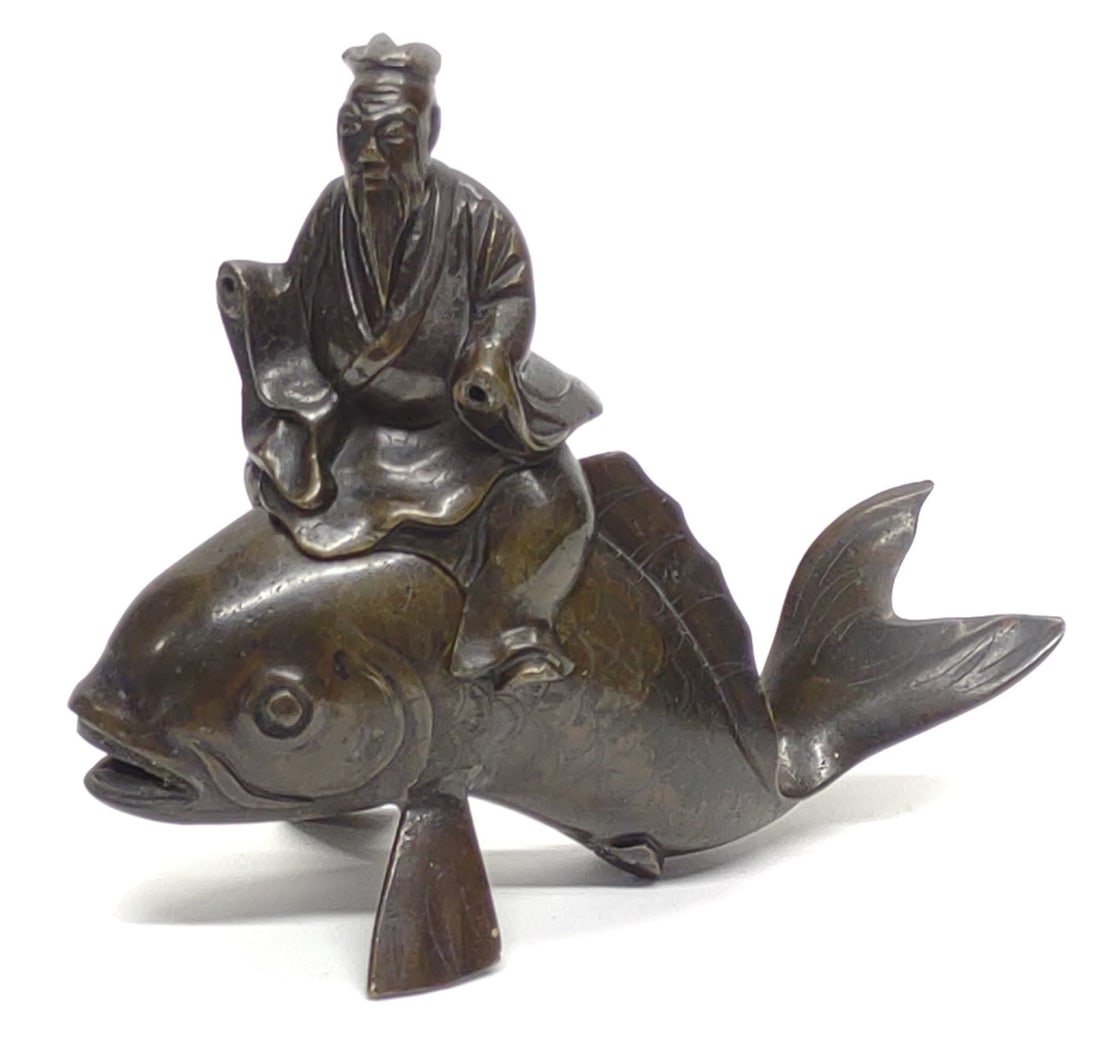 Japanese Bronze Qin Gao on Carp Fish Censer (1 of 8)