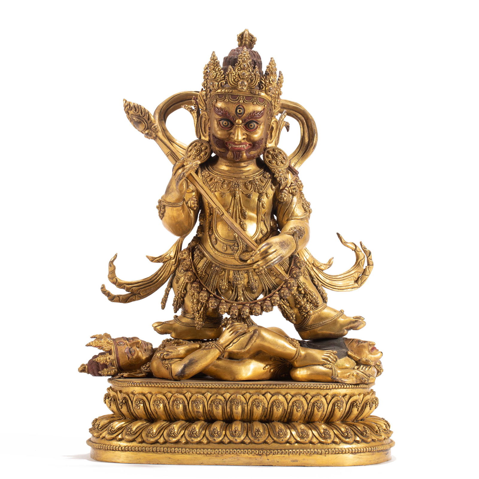A RARE TIBETAN BRONZE-GILT GUARDIAN (1 of 12)