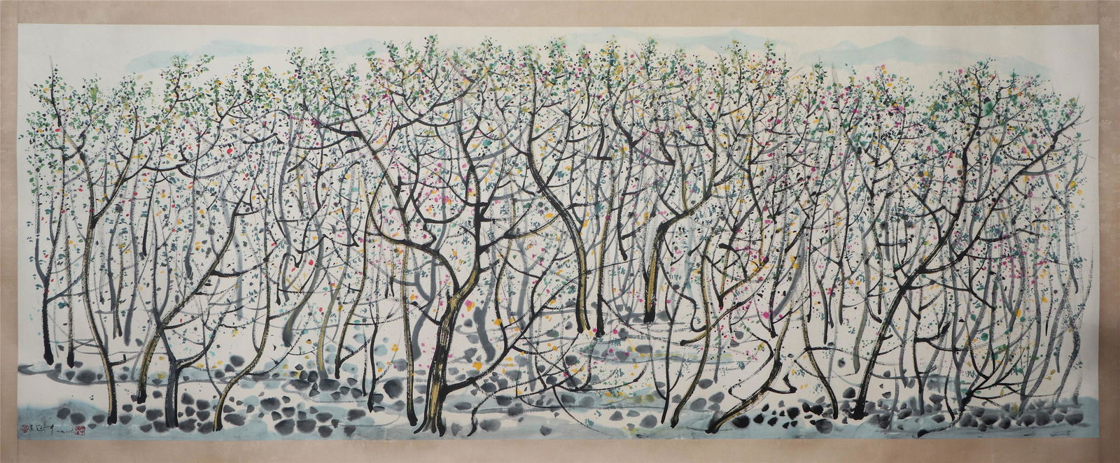 A CHINESE PAINTING OF FOREST SIGNED WU GUANZHONG (1 of 5)