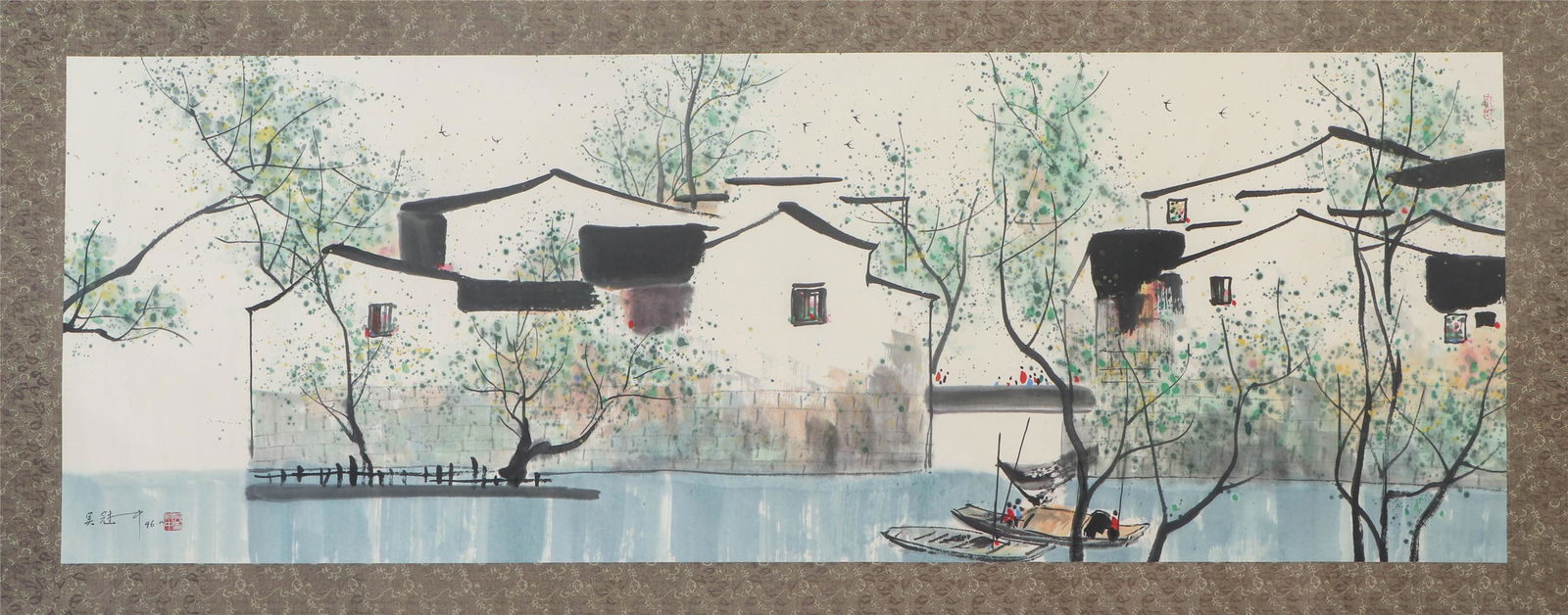 A CHINESE PAINTING OF WATER VILLAGE SIGNED WU GUANZHONG (1 of 10)