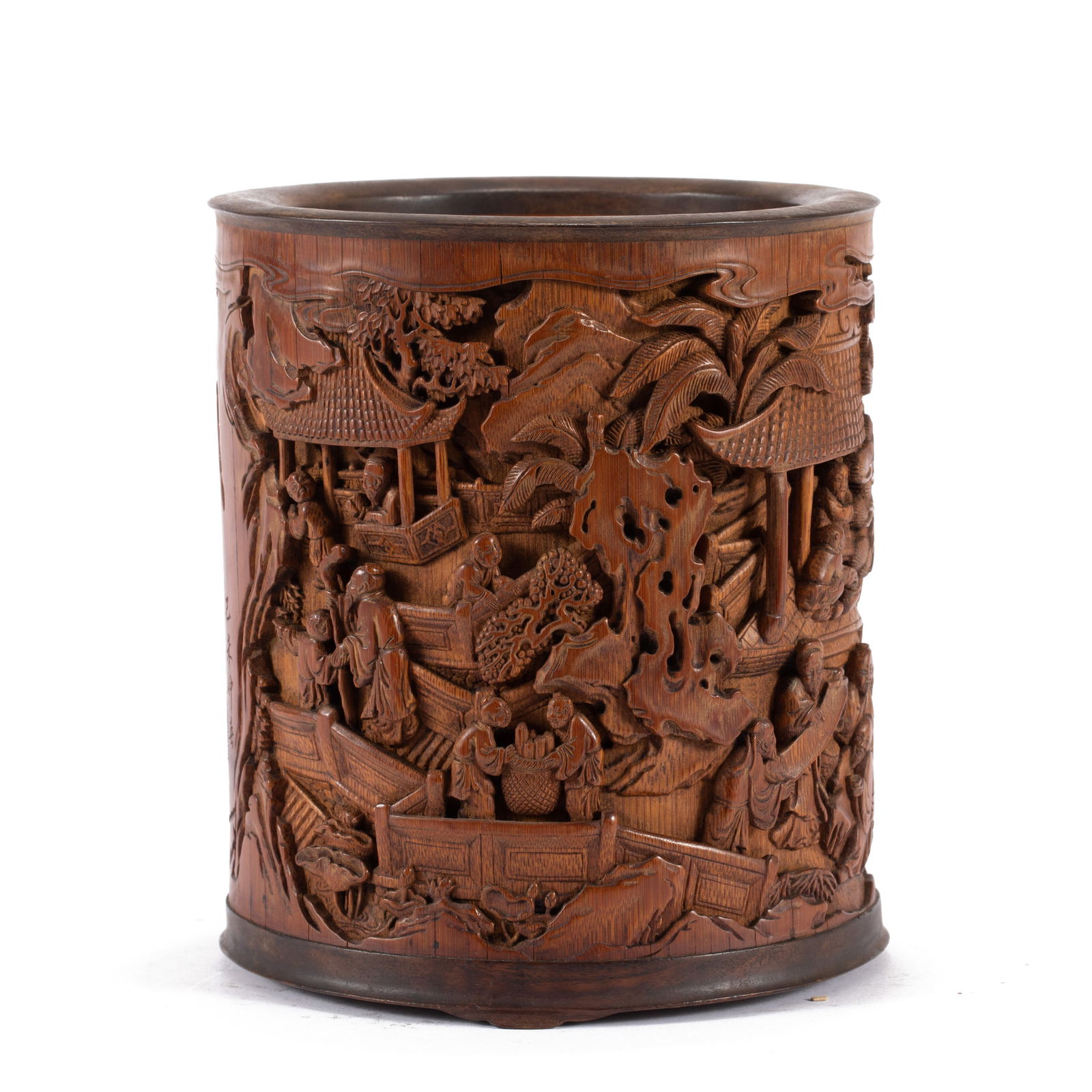 A CHINESE CARVED BANBOO BRUSH POT (1 of 10)