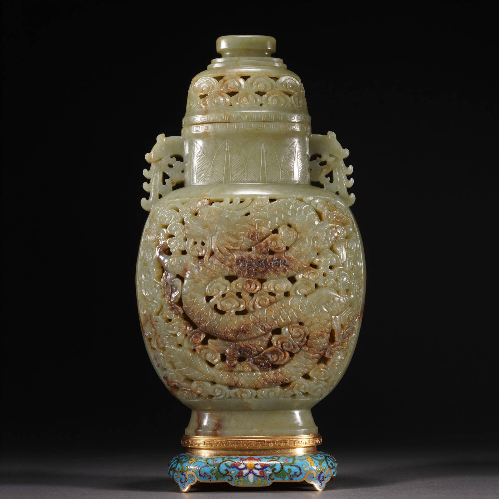 A Chinese Carved Jade Dragon Vase Auction
