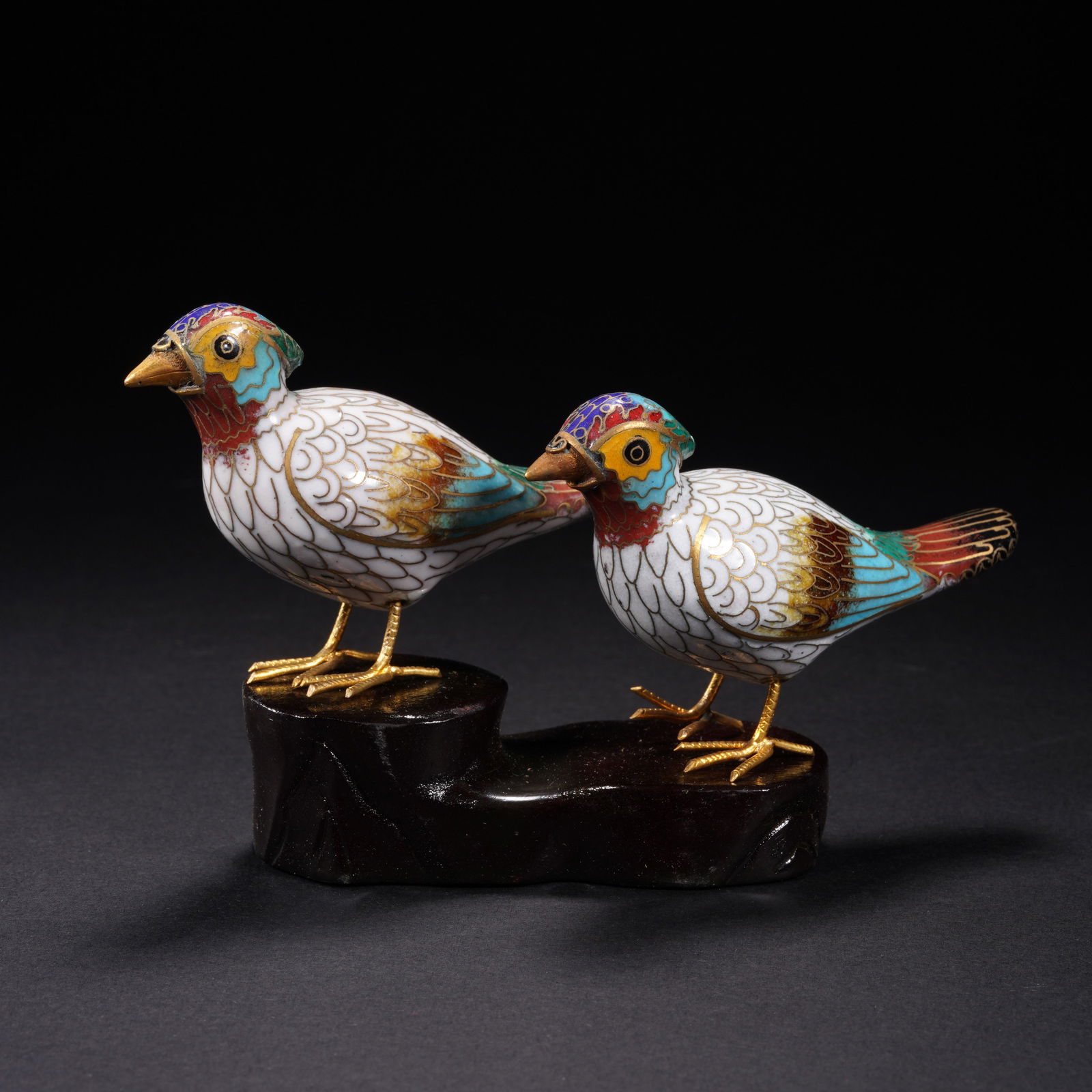 PAIR CLOISONNE ENAMEL BIRDS (1 of 11)