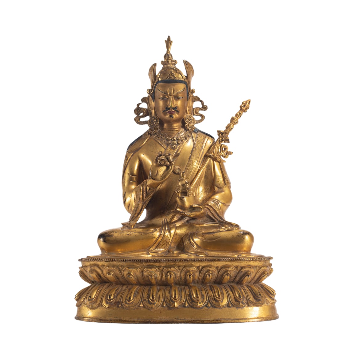 A SINO-TIBETAN BRONZE-GILT PADMASAMBHAVA (1 of 11)