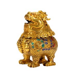 A HARDSTONES INLAID INCENSE BURNER LUDUAN