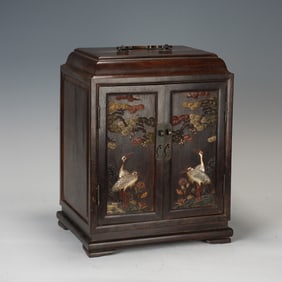 A HARDSTONES INLAID ROSEWOOD ZITAN CABINET