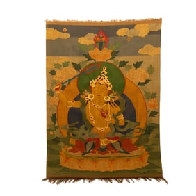 A KESI EMBROIDERED THANGKA OF MANJUSRI