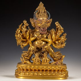 A BRONZE-GILT FIGURE OF YAMANTAKA