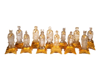 A RARE SET OF CARVED ROCK CRYSTAL TWELVE ZODIAC ANIMALS