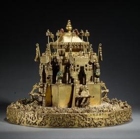 A VERY RARE TIBETAN BRONZE-GILT MANDALA