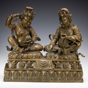 AN EXTREMELY RARE COPPER ALLOY SEATED PROTECTORS GROUP