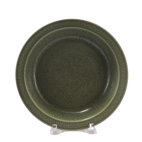 A LONGQUAN CELADON GLAZE DRAGON DISH