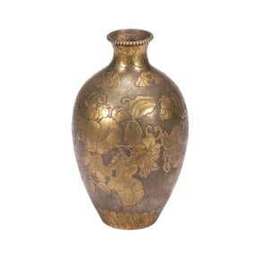 A SILVER PARTLY GILT FLOWER VASE