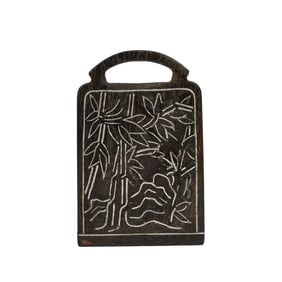 A SILVER INLAID ALOES WOOD CHENXIANG PLAQUE