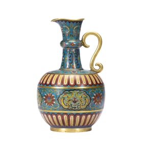 A CLOISONNE ENAMEL EWER KENDI