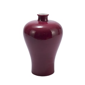 A CARMINE RED GLAZED PORCELAIN VASE /QING DYNASTY