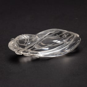 A CARVED ROCK CRYSTAL CICADA