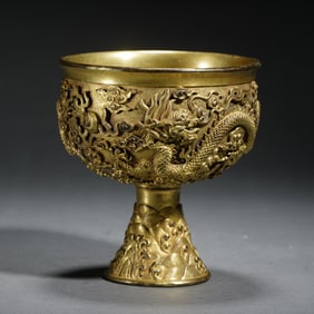 A BRONZE-GILT DRAGON STEAM CUP