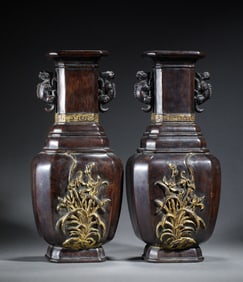 PAIR ALOESWOOD CHENXIANG VASES