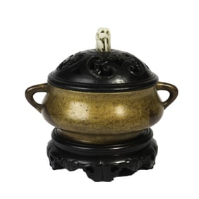 A BRONZE BOMBE CENSER