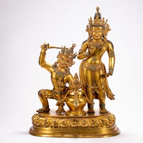 A VERY RARE BRONZE-GILT VAJRAPANI WITH SIDDHA