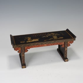 A GOLD PAINTED LACQUER LONG TABLE
