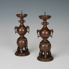 PAIR BRONZE CANDLESTICKS