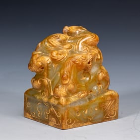 A CARVED JADE CHILONG SEAL