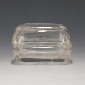 A CARVED ROCK CRYSTAL BOX WITH COVER