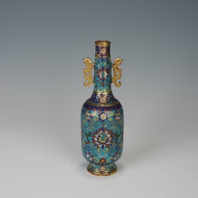 A CLOISONNE ENAMEL LOTUS SCROLLS VASE