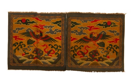 PAIR KESI EMBROIDERED PHEASANT RANK BADGE