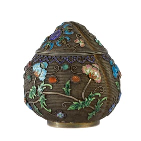 A HARDSTONES INLAID SILVER