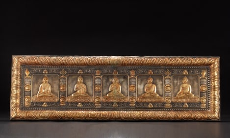 A BRONZE-GILT BUDDHIST PLAQUE