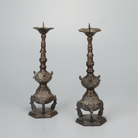 PAIR BRONZE CANDLESTICKS