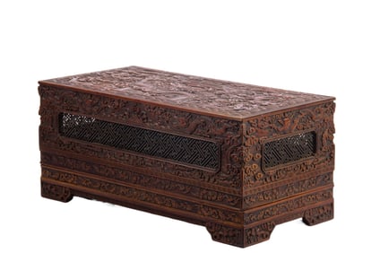 A CARVED HUANGHUALI DRAGON BOX