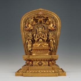 A SINO-TIBETAN BRONZE-GILT AVALOKITESVARA