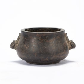 A BRONZE BOMBE CENSER