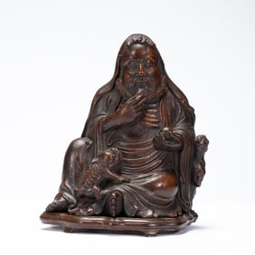 A CARVED BAMBOO LUOHAN