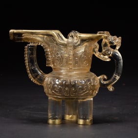 A FINE CARVED ROCK CRYSTAL VESSEL