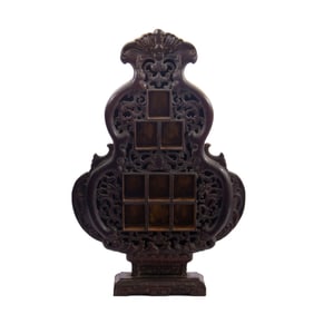 A CARVED ROSEWOOD BUDDHIST SHRINE