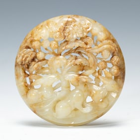 A CARVED WHITE JADE PLAQUE