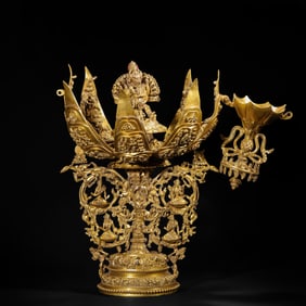 A VERY RARE BRONZE-GILT YAMANTAKA MANDALA